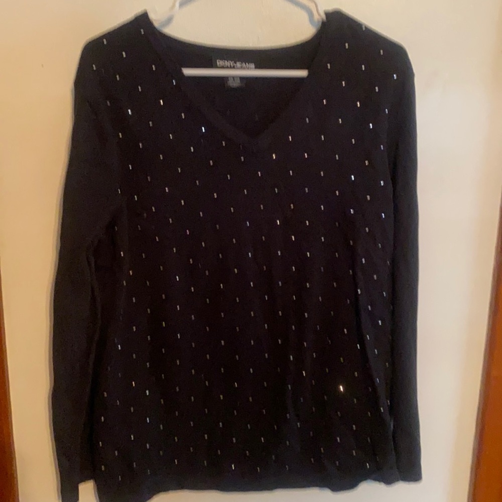 DKNY Jeans black sweater with rhinestone detail